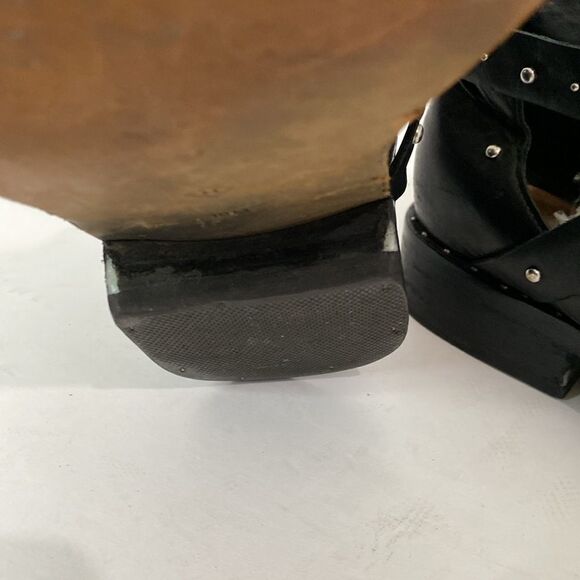 Nordstrom Halogen Hailey Black Studded Ankle Silver Buckle Leather Boots Size 10 - Picture 12 of 12